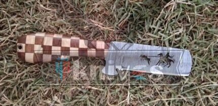 Custom Bull Cutter Cowboy Knife With Wood Handle