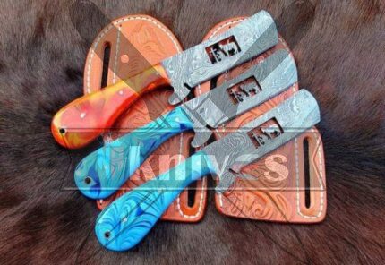 Custom Bull Cutter Cowboy Knives With Resin Handle