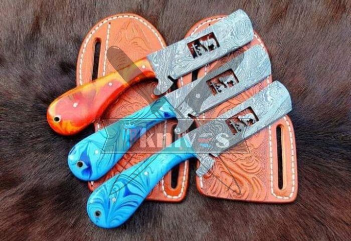 Custom Bull Cutter Cowboy Knives With Resin Handle