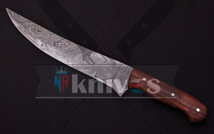 Custom Chef Kitchen Fillet Knife With Rose Wood Handle