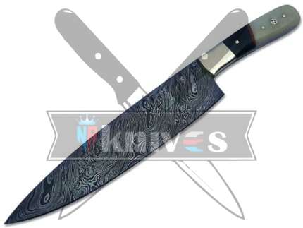 Custom Chef Kitchen Knife Bull Horn and Camel Bone Handle