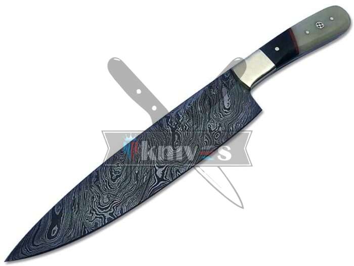 Custom Chef Kitchen Knife Bull Horn and Camel Bone Handle