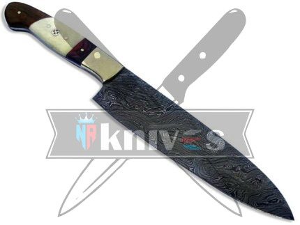 Custom Chef Kitchen Knife Camel Bone and Rose Wood Handle