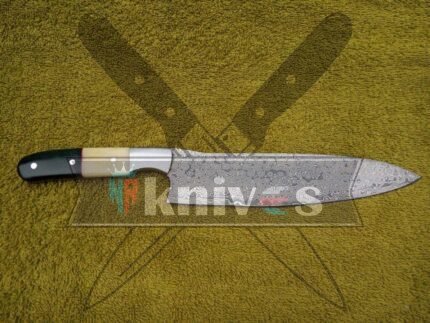 Custom Chef Kitchen Knife With Bone & Micarta Handle