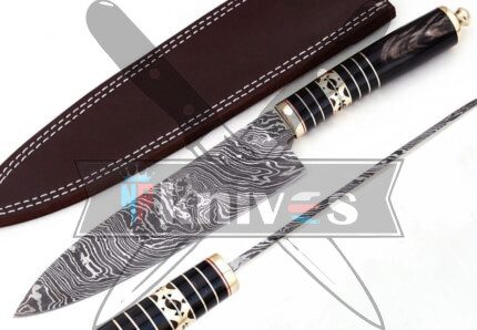 Custom Chef Kitchen Knife With Buffalo Horn Handle