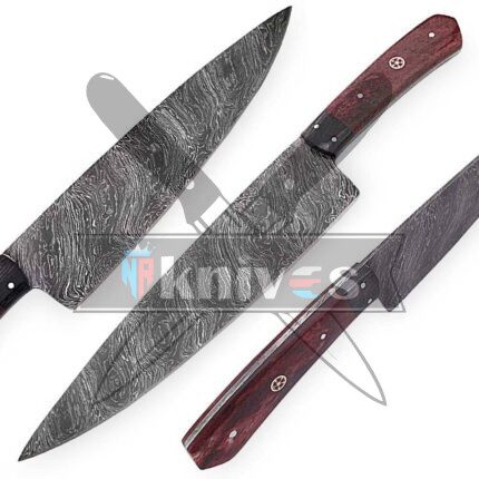 Custom Chef Kitchen Knife With Colored Bone Handle