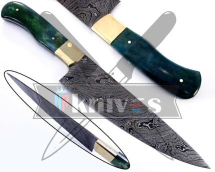 Custom Chef Kitchen Knife With Colored Camel Bone Handle