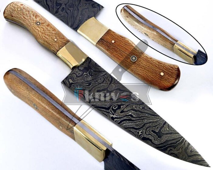 Custom Chef Kitchen Knife With Maple Wood Handle