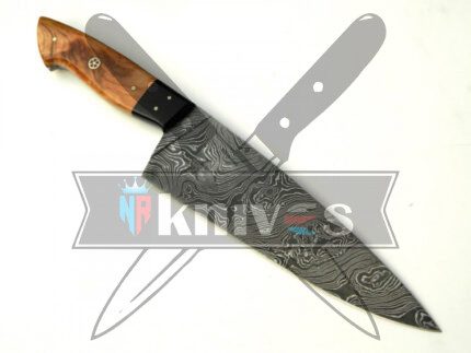 Custom Chef Kitchen Knife With Olive Wood Handle