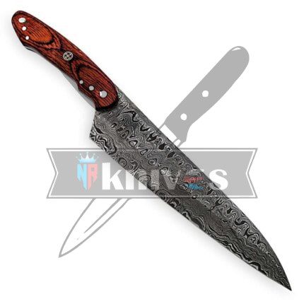 Custom Chef Kitchen Knife With Pakka Wood Handle