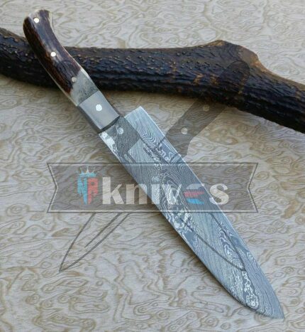 Custom Chef Kitchen Knife With Stag Horn Handle