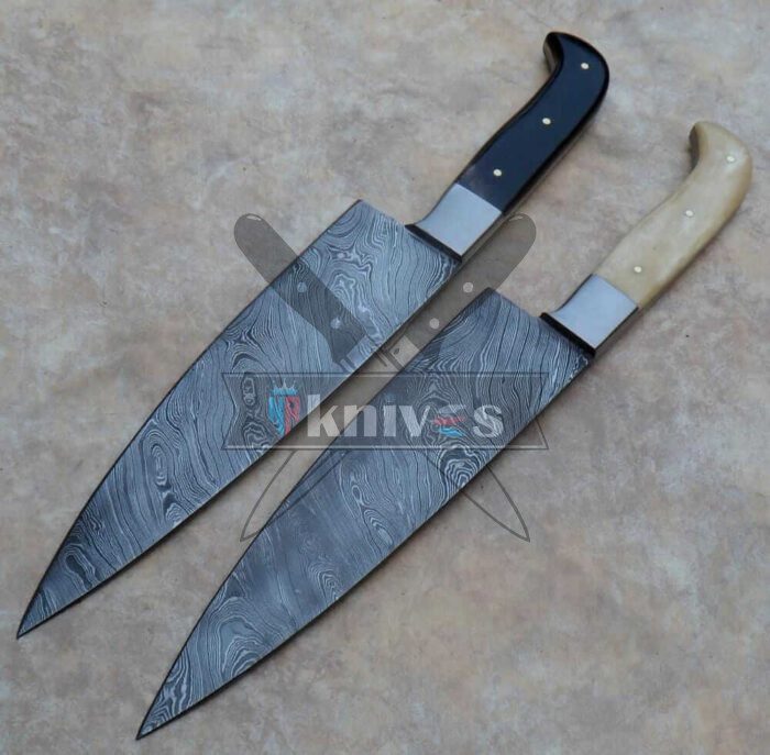 Custom Chef Kitchen Knives Camel Bone and Buffalo Horn Handle