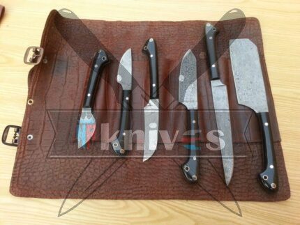 Custom Chef Kitchen Knives Set With Bull Horn Handle