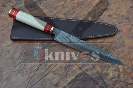 Custom Chef Kitchen Slicing Knife With Natural Camel Bone Handle