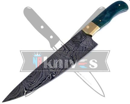 Custom Chef Knife With Colored Camel Bone Handle