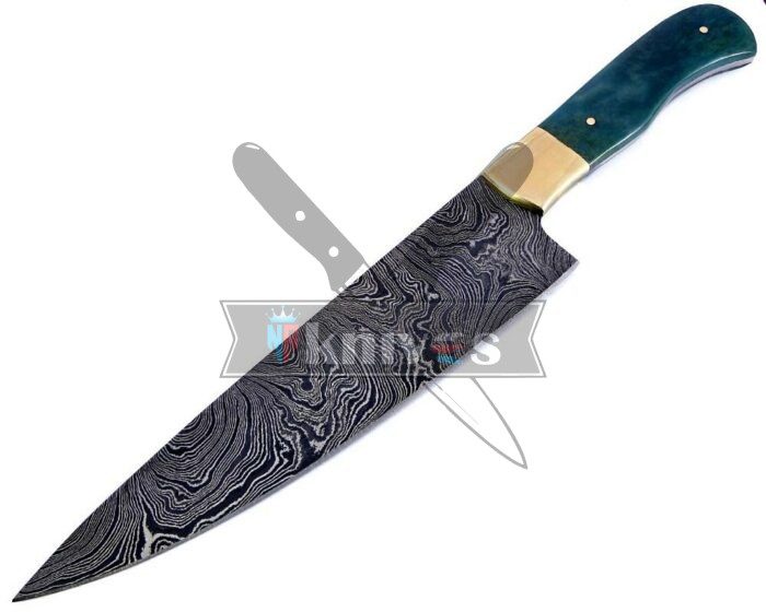 Custom Chef Knife With Colored Camel Bone Handle