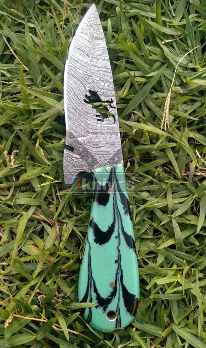 Custom Cowboy Knife With Seafoam Green Resin Handle