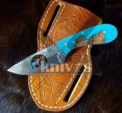 Custom Cowboy Knife With Turquoise Resin Handle