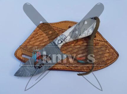 Custom Cowboy Knife With White Resin Handle