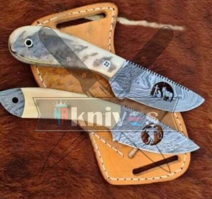Custom Cowboy Knives With Camel Bone and Sheep Horn Handle