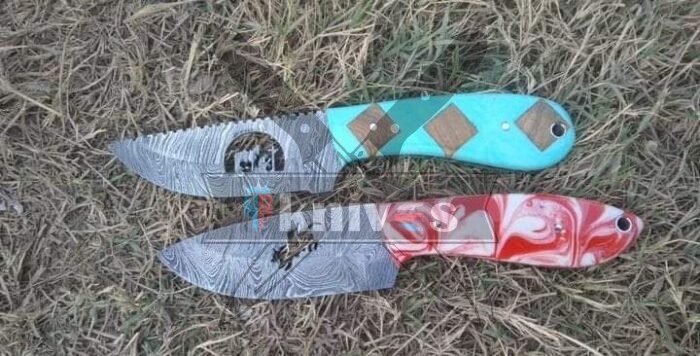 Custom Cowboy Knives With Resin and Wood Handle