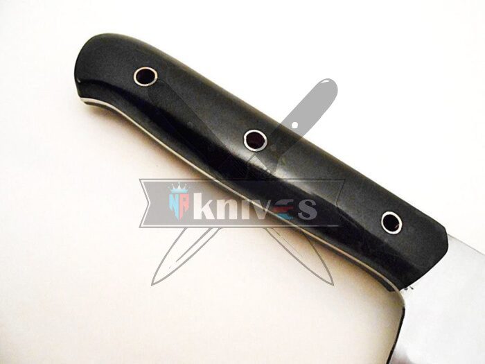 Custom D2 Steel Kitchen Knife With Black Fiber Glass Resin Handle