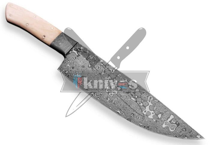 Custom Damascus Steel Blade Chef Kitchen Knife Camel Bone Handle
