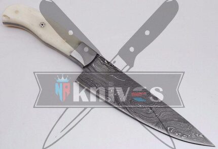 Custom Damascus Steel Blade Chef Kitchen Knives Camel Bone Handle