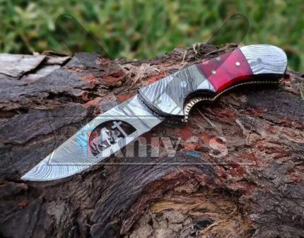 Custom Folding Cowboy Knife With Metal and Resin Handle