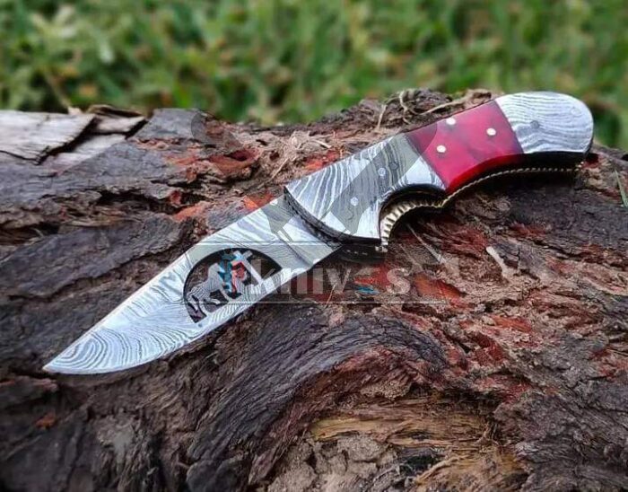 Custom Folding Cowboy Knife With Metal and Resin Handle