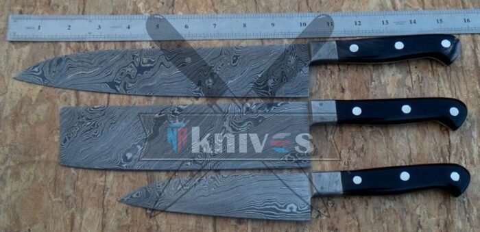 Custom Handamde Chef Kitchen Knives Set With Buffalo Horn Handle