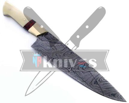 Custom Handmade Chef Kitchen Knife Camel Bone and Rose Wood Handle