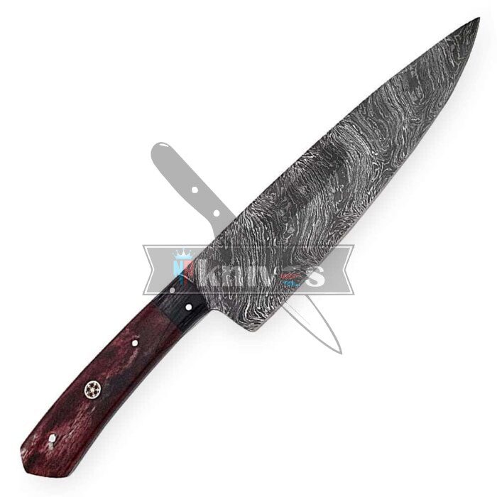 Custom Handmade Chef Kitchen Knife With Colored Bone Handle