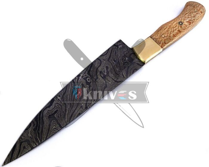Custom Handmade Chef Kitchen Knife With Maple Wood Handle