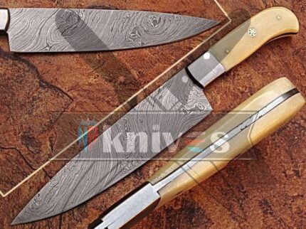 Custom Handmade Chef Kitchen Knife With Natural Camel Bone Handle