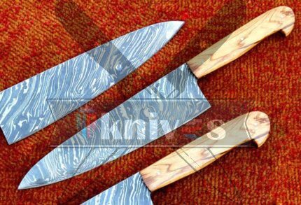 Custom Handmade Chef Kitchen Knife With Natural Wood Handle