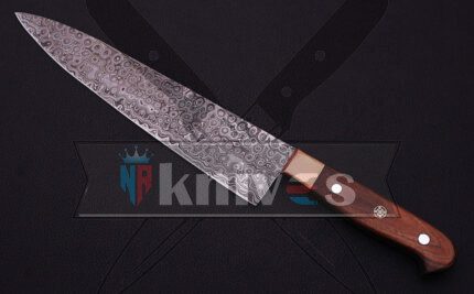 Custom Handmade Chef Kitchen Knife With Rose Wood Handle