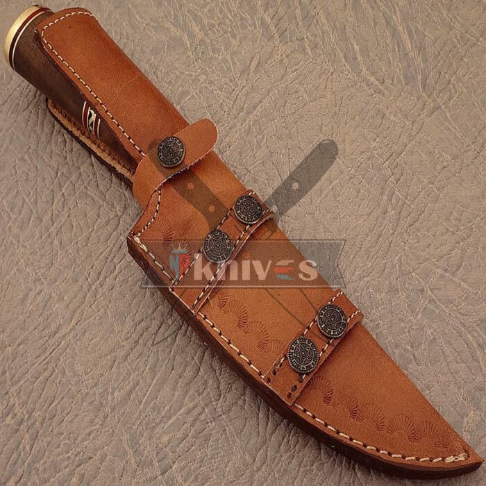 Custom Handmade Chef Kitchen Knife With Rose Wood Handle With Free Leather Sheath