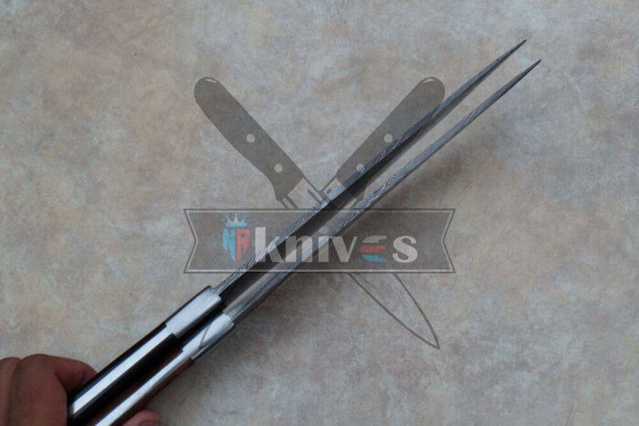 Custom Handmade Chef Kitchen Knives Buffalo Horn and Rose Wood Handle