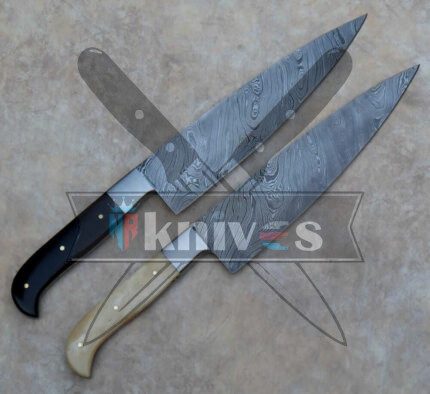 Custom Handmade Chef Kitchen Knives Camel Bone and Buffalo Horn Handle