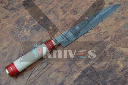 Custom Handmade Chef Kitchen Slicing Knife With Natural Camel Bone Handle