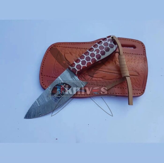 Custom Handmade Cowboy Knife With Mehroon Resin Handle