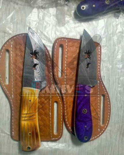 Custom Handmade Cowboy Knives With Sheep Horn & Resin Handle