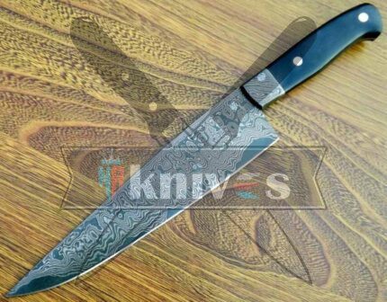 Custom Handmade Kitchen Knife With Black Micarta Handle