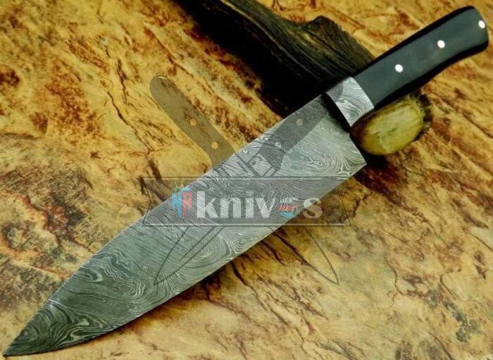 Custom Handmade Kitchen Knife With Black Micarta Handle