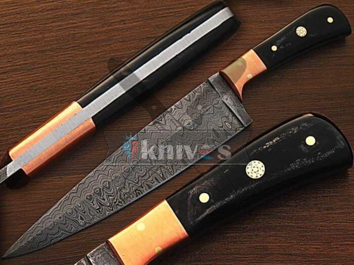 Custom Handmade Kitchen Knife With Buffalo Horn Handle