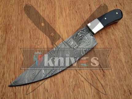 Custom Handmade Kitchen Knife With Cow Horn Handle