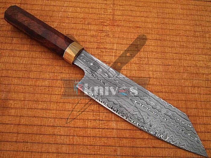 Custom Handmade Santoku Chef Kitchen Knife With Rose Wood Handle