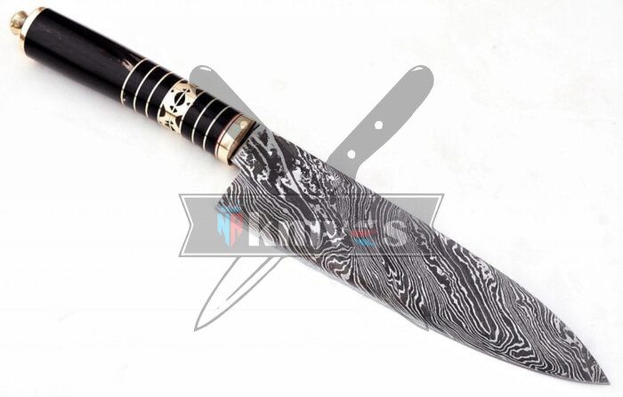 Custom Kitchen Knife With Buffalo Horn Handle