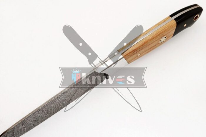 Custom Kitchen Knife With Olive Wood Handle